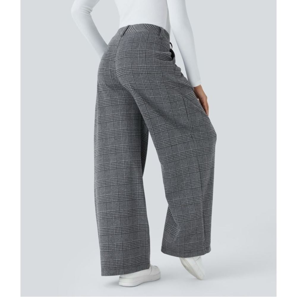 HALARA Gray Plaid Wide Leg Pants - Picture 2 of 11